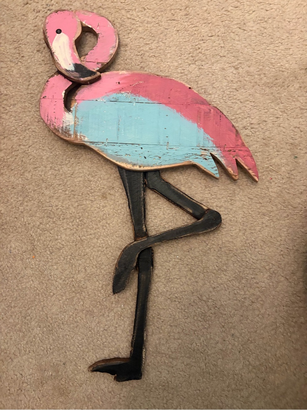 Hobby lobby Wooden Flamingo Wall Art - Pink & Light Blue